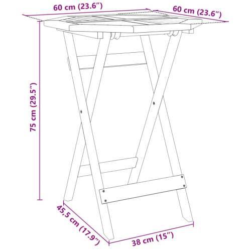 3-dijelni sklopivi bistro set od masivnog bagremovog drva - 60 cm with armrests Osmerokut 1 Cijena