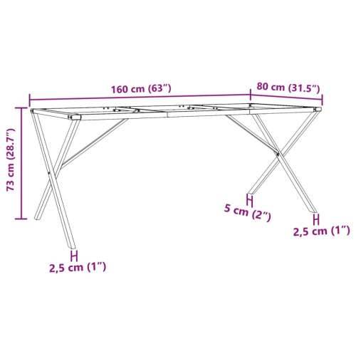 Noge za blagovaonski stol X-oblika 160x80x73cm čelik Cijena