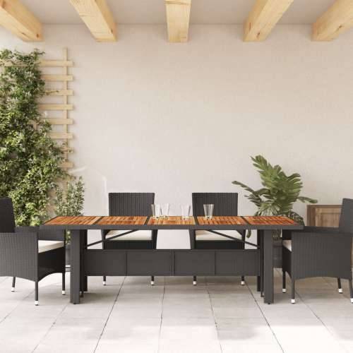 Vrtni stol s pločom od drva bagrema crni 240x90x75cm poliratana - Crna 240 x 90 x 75 cm 1 Masivno bagremovo drvo Cijena