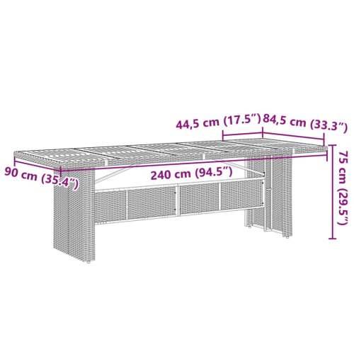 Vrtni stol s pločom od drva bagrema crni 240x90x75cm poliratana - Crna 240 x 90 x 75 cm 1 Masivno bagremovo drvo Cijena