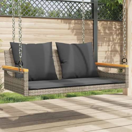 Klupa za ljuljanje s jastucima siva 109x62x40 cm od poliratana - Siva 109 x 62 x 40 cm 1 Da Cijena