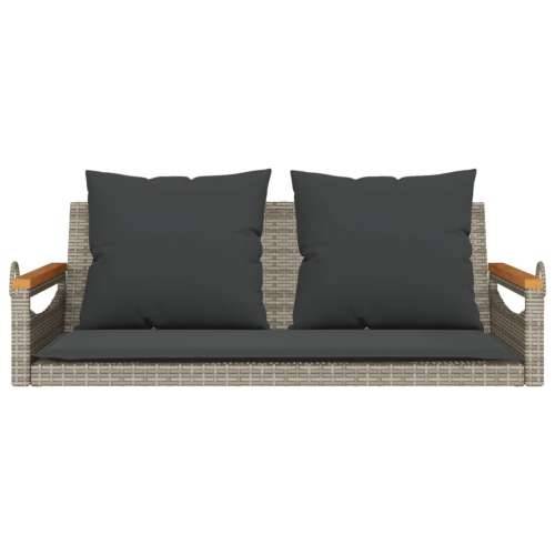 Klupa za ljuljanje s jastucima siva 109x62x40 cm od poliratana - Siva 109 x 62 x 40 cm 1 Da Cijena