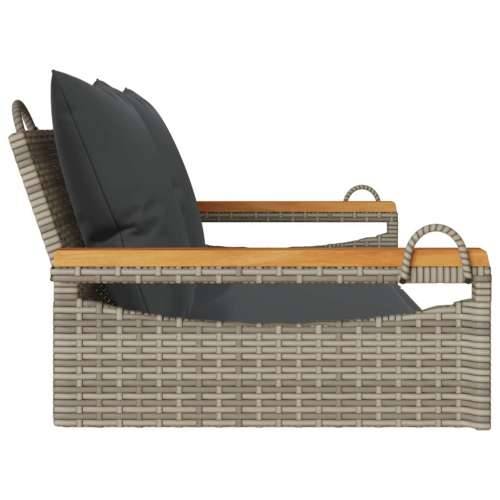 Klupa za ljuljanje s jastucima siva 109x62x40 cm od poliratana - Siva 109 x 62 x 40 cm 1 Da Cijena