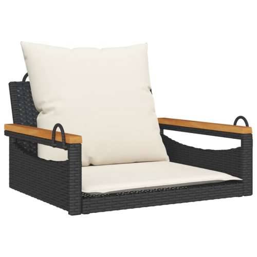 Klupa za ljuljanje s jastucima crna 63x62x40 cm od poliratana - Crna 63 x 62 x 40 cm 1 Da Cijena