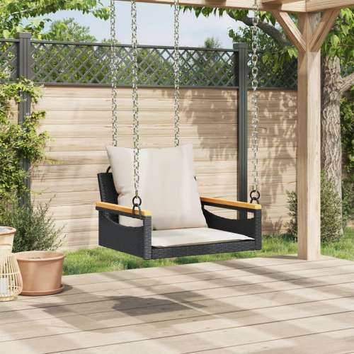 Klupa za ljuljanje s jastucima crna 63x62x40 cm od poliratana - Crna 63 x 62 x 40 cm 1 Da Cijena