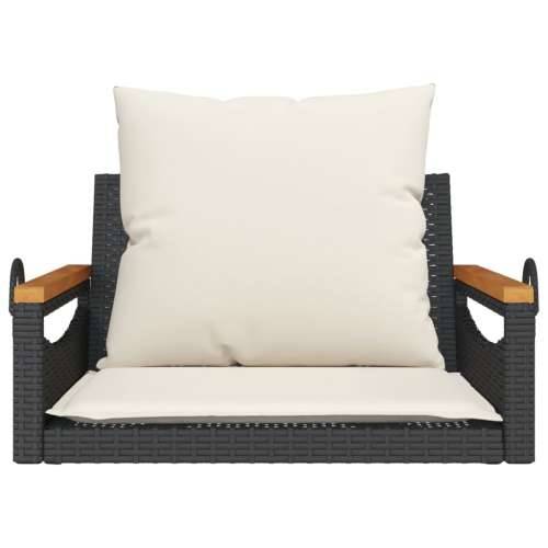 Klupa za ljuljanje s jastucima crna 63x62x40 cm od poliratana - Crna 63 x 62 x 40 cm 1 Da Cijena