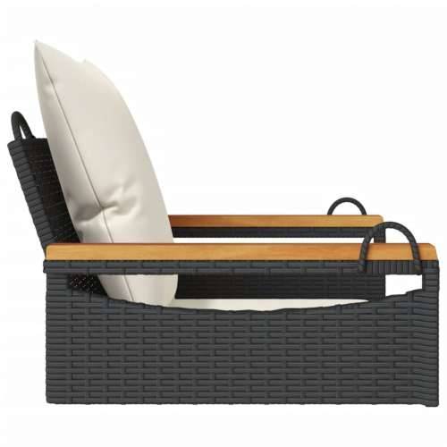 Klupa za ljuljanje s jastucima crna 63x62x40 cm od poliratana - Crna 63 x 62 x 40 cm 1 Da Cijena