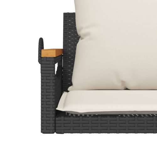 Klupa za ljuljanje s jastucima crna 63x62x40 cm od poliratana - Crna 63 x 62 x 40 cm 1 Da Cijena