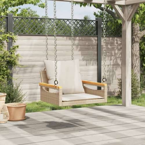 Klupa za ljuljanje s jastucima bež 63x62x40 cm od poliratana - Bež 63 x 62 x 40 cm 1 Da Cijena