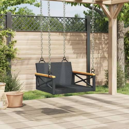 Klupa za ljuljanje crna 63 x 62 x 40 cm od poliratana Crna 62 x 63 x 40 cm 1 Ne Cijena