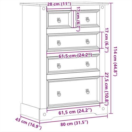 Ladičar Corona 80 x 43 x 114 cm od masivne borovine Cijena