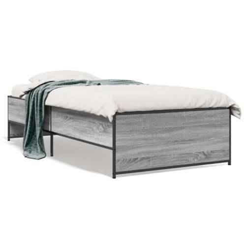 Okvir za krevet boja hrasta 75x190 cm konstruirano drvo i metal - Sivi hrast sonoma 75 x 190 cm Cijena