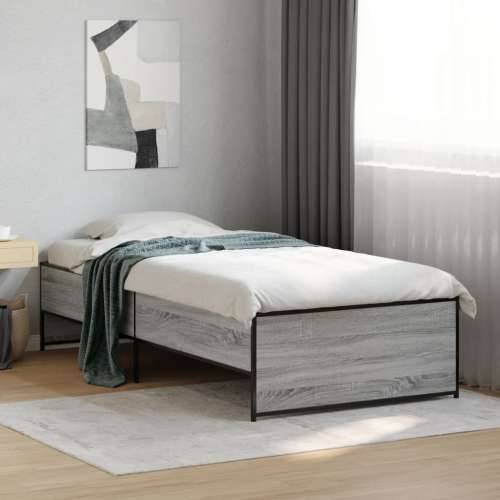 Okvir za krevet boja hrasta 75x190 cm konstruirano drvo i metal - Sivi hrast sonoma 75 x 190 cm Cijena