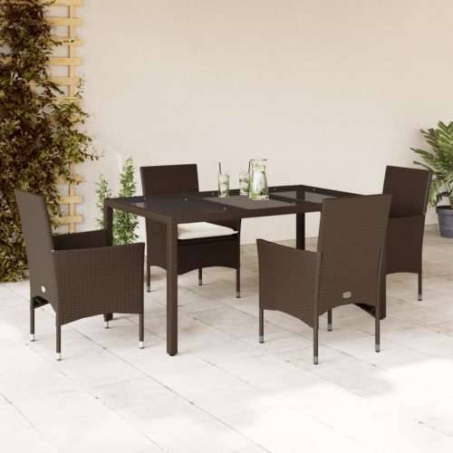 Vrtna garnitura - 5-dijelni vrtni blagovaonski set s jastucima poliratan i staklo - Smeđa 150 x 90 x 75 cm 4 Cijena