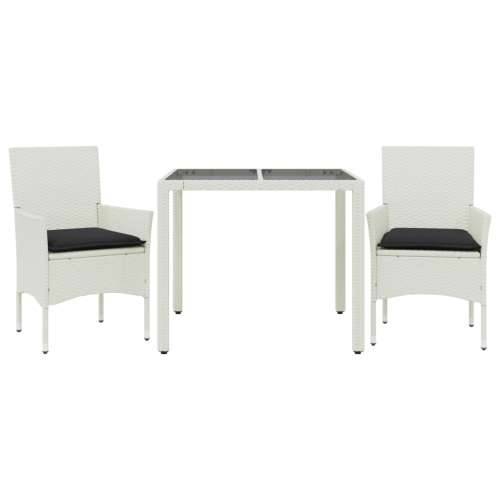 Vrtna garnitura - 3-dijelni vrtni blagovaonski set s jastucima poliratan i staklo - Bijela 90 x 90 x 75 cm 2 Cijena