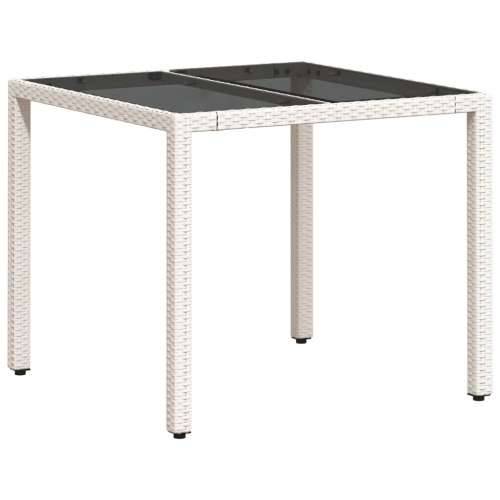 Vrtna garnitura - 3-dijelni vrtni blagovaonski set s jastucima poliratan i staklo - Bijela 90 x 90 x 75 cm 2 Cijena