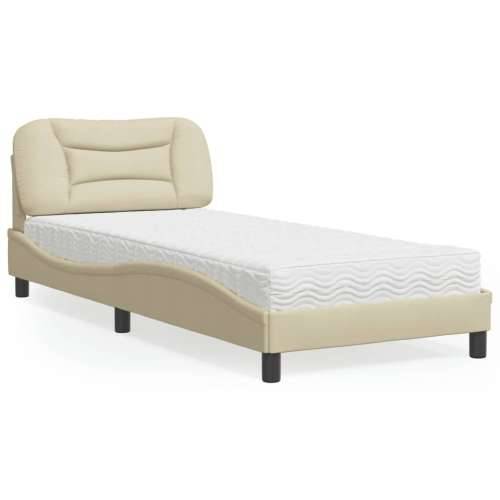 Krevet s madracem krem 90 x 200 cm od tkanine - Krema 90 x 200 cm Cijena