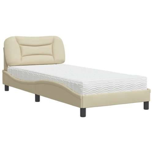 Krevet s madracem krem 90 x 200 cm od tkanine - Krema 90 x 200 cm Cijena