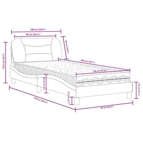 Krevet s madracem krem 90 x 200 cm od tkanine - Krema 90 x 200 cm Cijena