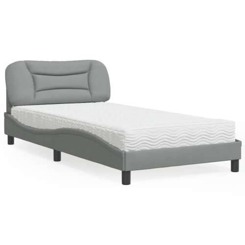 Krevet s madracem svjetlosivi 100x200 cm od tkanine - Svjetlosiva 100 x 200 cm Cijena