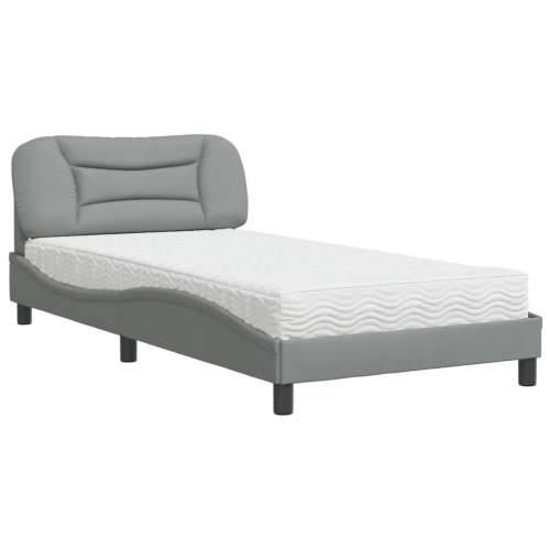 Krevet s madracem svjetlosivi 100x200 cm od tkanine - Svjetlosiva 100 x 200 cm Cijena