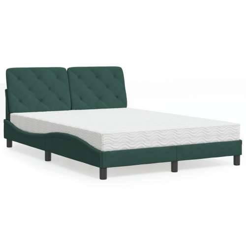 Krevet s madracem tamnozeleni 140x190 cm baršunasti - Tamnozelena 140 x 190 cm Cijena