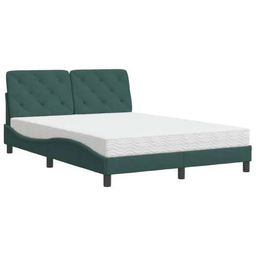 Krevet s madracem tamnozeleni 140x190 cm baršunasti - Tamnozelena 140 x 190 cm Cijena