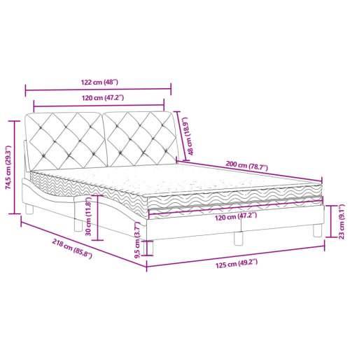 Krevet s madracem tamnosivi 120 x 200 cm baršunasti - Tamno siva 120 x 200 cm Cijena