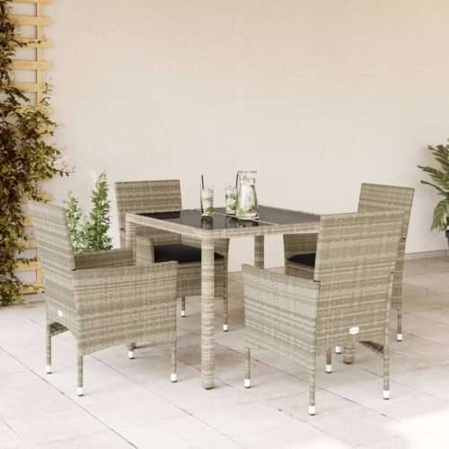 Vrtna garnitura - 5-dijelni vrtni blagovaonski set s jastucima poliratan i staklo - Svjetlosiva 90 x 90 x 75 cm 4 Cijena