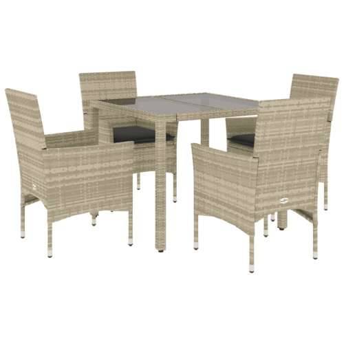 Vrtna garnitura - 5-dijelni vrtni blagovaonski set s jastucima poliratan i staklo - Svjetlosiva 90 x 90 x 75 cm 4 Cijena