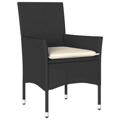 Vrtna garnitura - 3-dijelni vrtni blagovaonski set s jastucima poliratan i staklo - Crna i krem 90 x 90 x 75 cm 2 Cijena