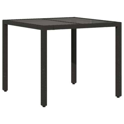 Vrtna garnitura - 3-dijelni vrtni blagovaonski set s jastucima poliratan i staklo - Crna i krem 90 x 90 x 75 cm 2 Cijena