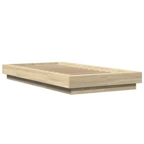 Okvir za krevet s LED svjetlima boja hrasta 100 x 200 cm drveni - sonoma hrast 100 x 200 cm Cijena