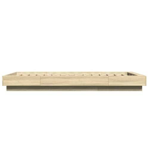 Okvir za krevet s LED svjetlima boja hrasta 100 x 200 cm drveni - sonoma hrast 100 x 200 cm Cijena