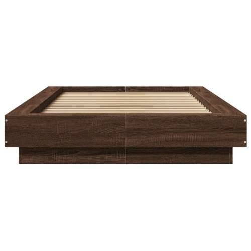 Okvir za krevet s LED svjetlima boja hrasta 90 x 200 cm drveni - Smeđa 90 x 200 cm Cijena