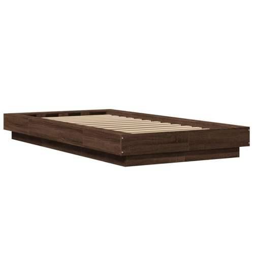 Okvir za krevet s LED svjetlima boja hrasta 90 x 200 cm drveni - Smeđa 90 x 200 cm Cijena