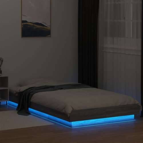 Okvir za krevet s LED svjetlima siva Sonoma 90 x 190 cm drveni - Sivi hrast sonoma 90 x 190 cm Cijena
