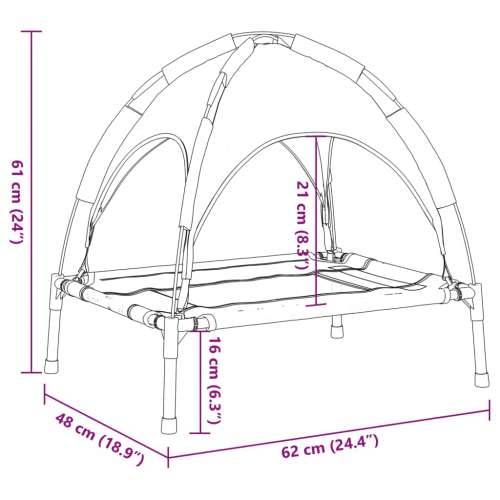 Krevet za pse s krovom antracit od tkanine Oxford i čelika - 62 x 48 x 61 cm Cijena