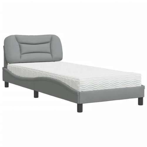 Krevet s madracem svjetlosivi 90x200cm tkanina - Svjetlosiva 90 x 200 cm Cijena