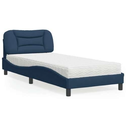 Krevet s madracem plavi 90 x 200 cm od tkanine - Plava 90 x 200 cm Cijena