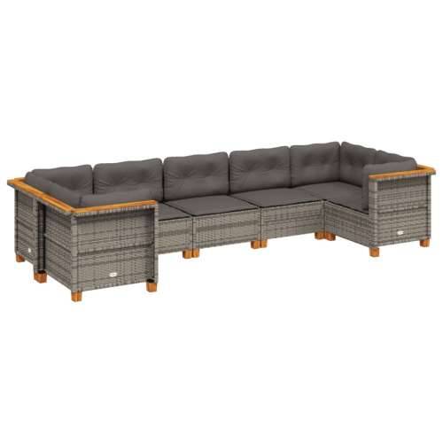 Vrtna garnitura - 7-dijelni set vrtnih sofa sivi od poliratana - Siva Puno tkanje 1 Cijena