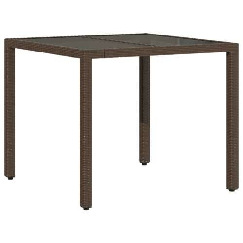 Vrtna garnitura - 5-dijelni vrtni blagovaonski set s jastucima poliratan i staklo - Smeđa 90 x 90 x 75 cm 4 Cijena