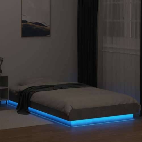Okvir kreveta s LED svjetlima boja betona 100 x 200 cm drveni - Beton siva 100 x 200 cm Cijena