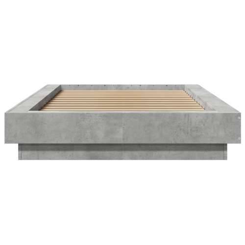 Okvir kreveta s LED svjetlima boja betona 100 x 200 cm drveni - Beton siva 100 x 200 cm Cijena