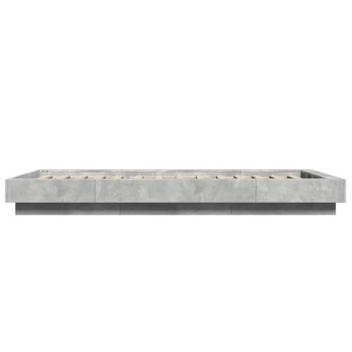 Okvir kreveta s LED svjetlima boja betona 100 x 200 cm drveni - Beton siva 100 x 200 cm Cijena