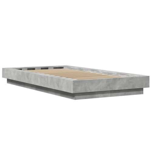 Okvir kreveta s LED svjetlima boja betona 100 x 200 cm drveni - Beton siva 100 x 200 cm Cijena