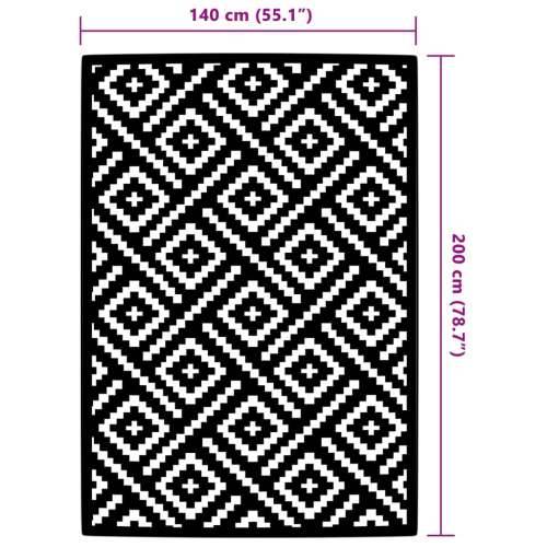 Vanjski tepih ARAKIL bijeli i crni 140x200 cm PP - Dizajn s kvadratima 140 x 200 cm 1 Cijena