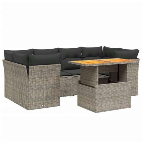 Vrtna garnitura - 7-dijelni set vrtnih sofa sivi od poliratana - siva i tamnosiva 2x kutna + 4x srednja + stol 1 Cijena
