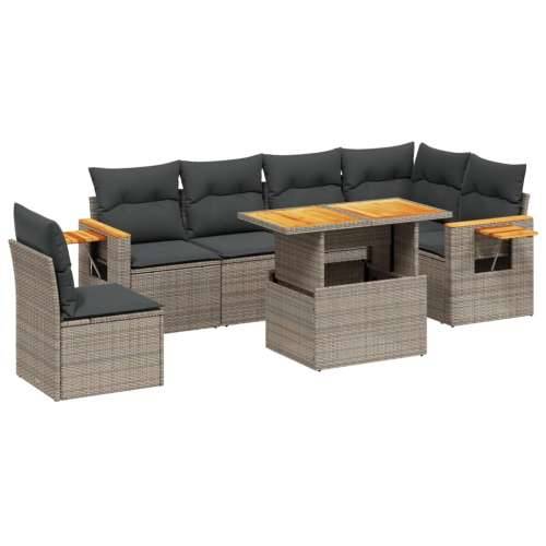 Vrtna garnitura - 7-dijelni set vrtnih sofa sivi od poliratana - Siva 1 Cijena