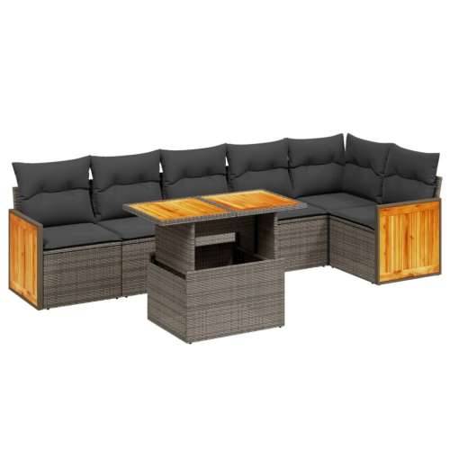 Vrtna garnitura - 7-dijelni set vrtnih sofa sivi od poliratana - Siva 1 Cijena